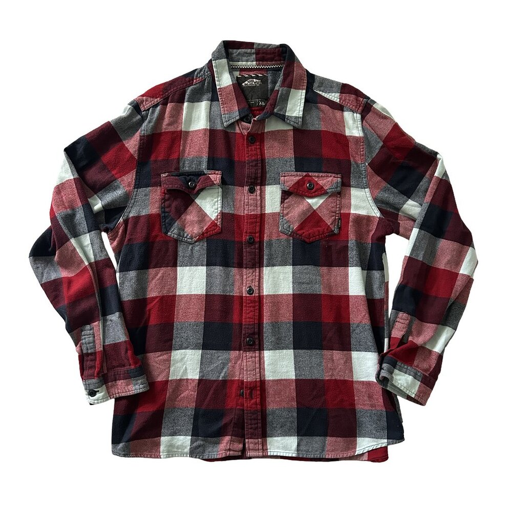 Vans Flannel Shirt Men's XL Fits Like L Red Black White Plaid